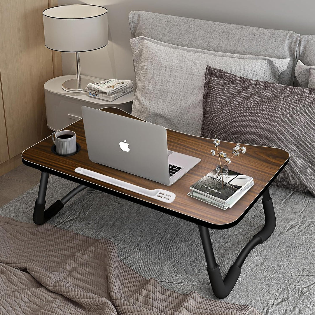 A3A ACADGQ Laptoptisch, Laptop Betttisch Klappbar, Bett Tisch mit 4 USB Ladeanschluss, Schublade, Ta