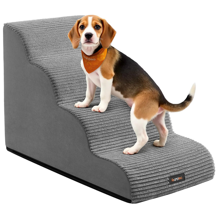 Feandrea Hundetreppe, 4 Stufen, Haustiertreppe, für kleine Hunde, Bett, Sofa, wasserdichte Katzentre