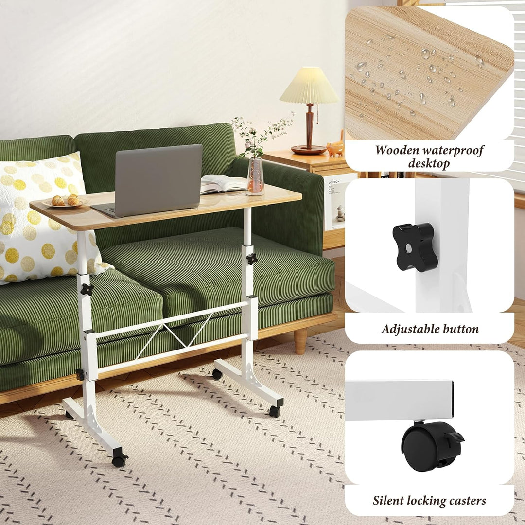 80x40cm Laptoptisch mit Rollen, Laptoptisch Höhenverstellbarer 69-110 cm, Computertisch Mobiler Steh