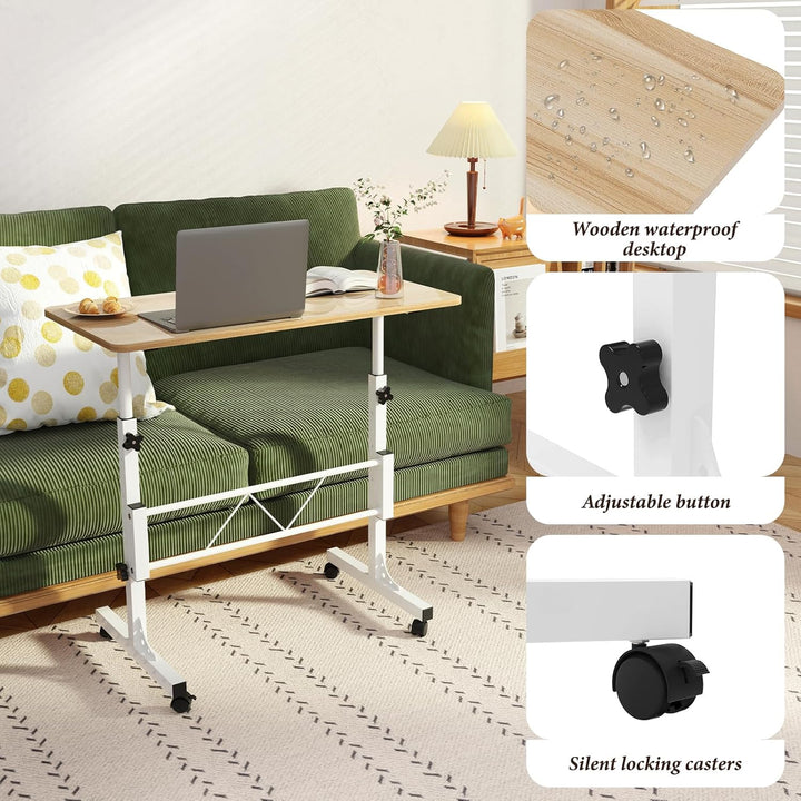 80x40cm Laptoptisch mit Rollen, Laptoptisch Höhenverstellbarer 69-110 cm, Computertisch Mobiler Steh