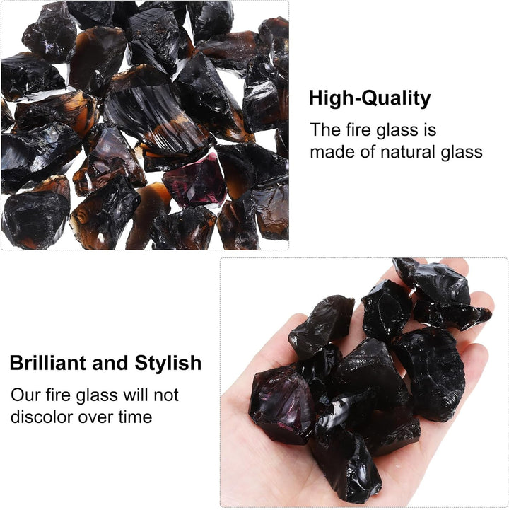 QUARKZMAN Feuer Glas für Feuerstelle 2-3cm(1/9") Hochglänzende Reflektierende Glas Steine für Natürl