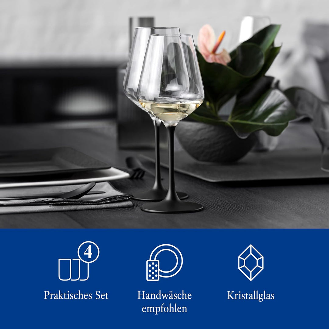 Villeroy & Boch – Manufacture Rock Weissweinglas Set 4 teilig 380 ml, Weissweingläser, Weinglas schw