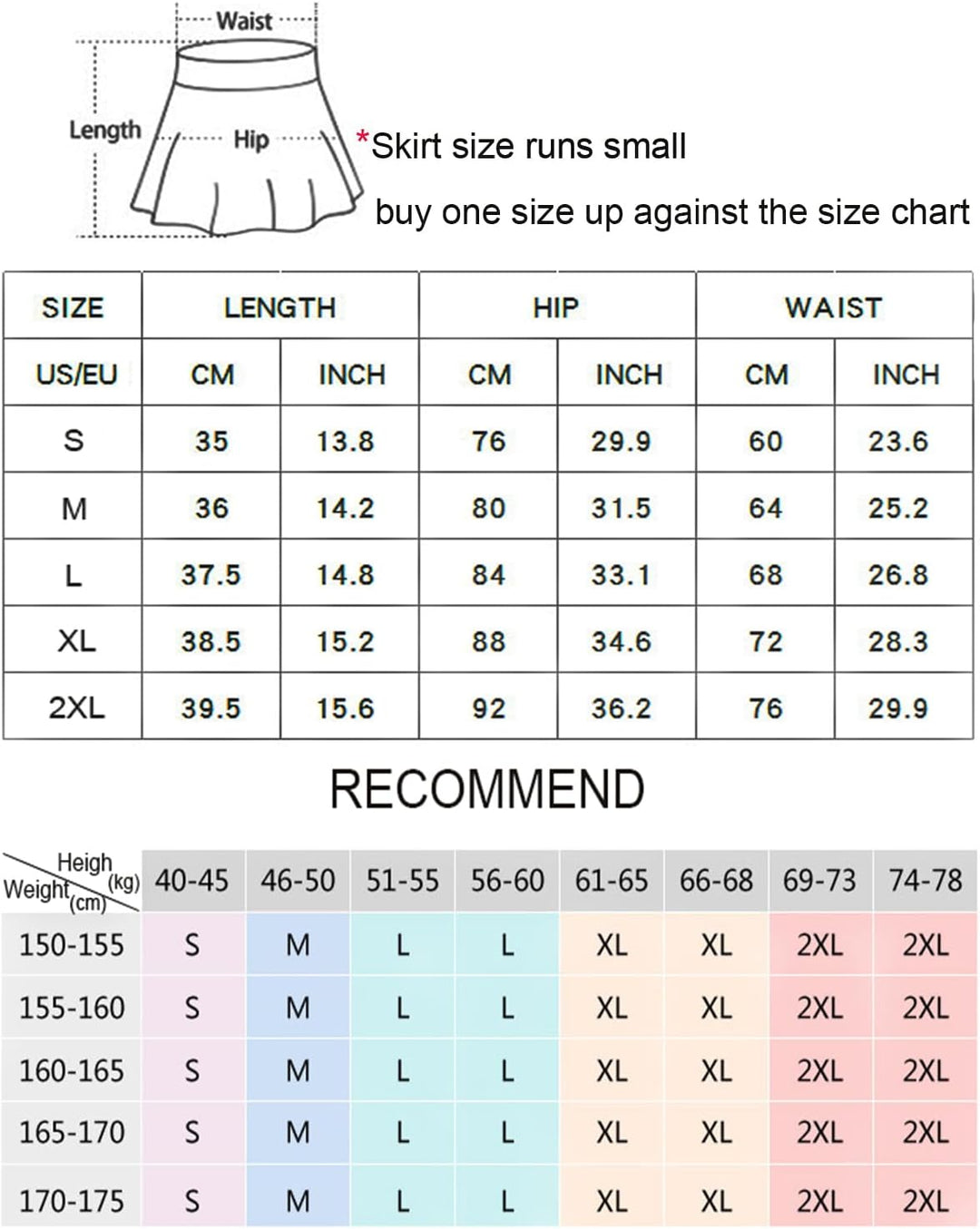 ThreeH Halber Sportrock Damen Faltenrock Hohe Taille Ausbildung Schnell Trocken Tennisrock mit Short