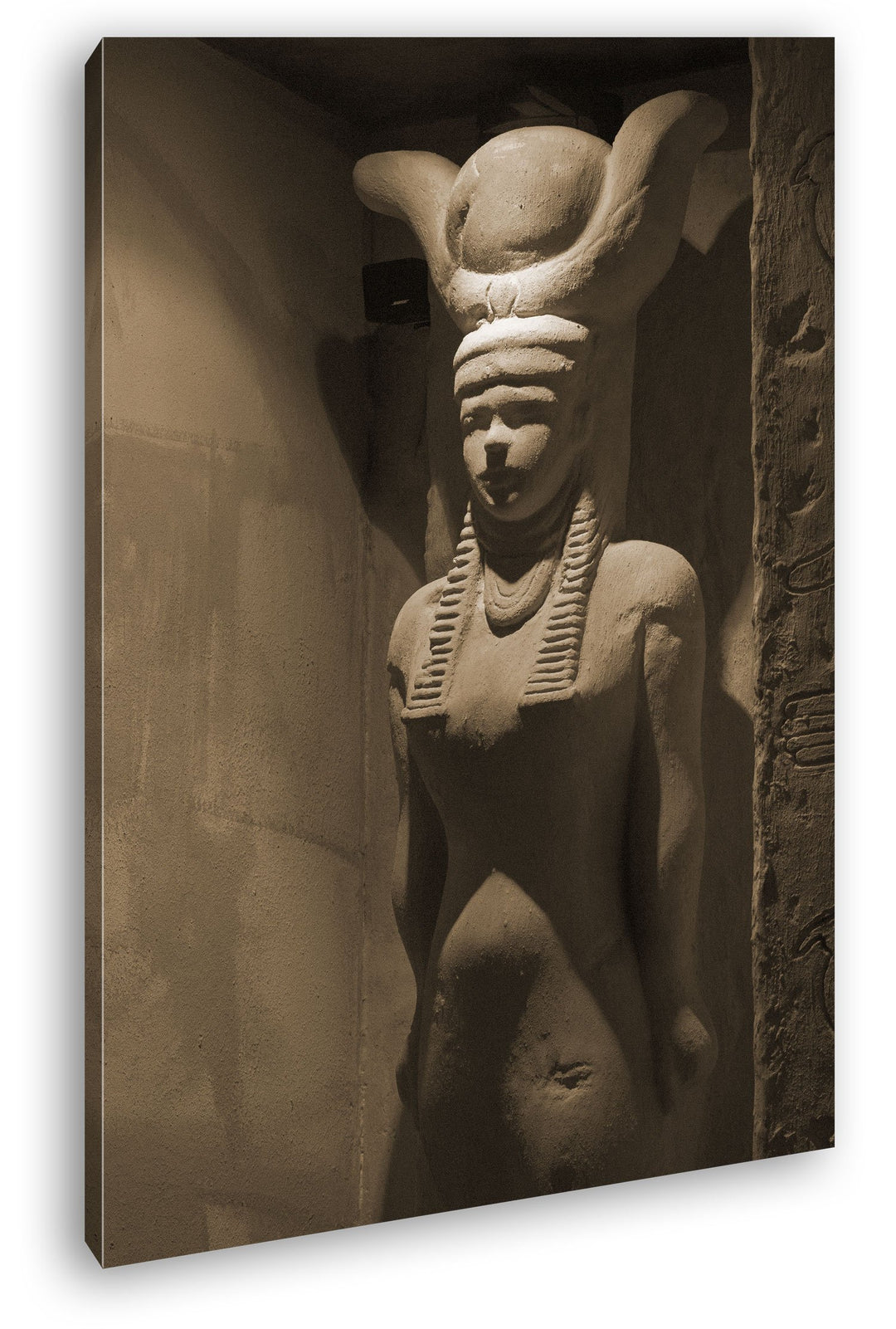 deyoli Ägyptische Statue Format: 80x60 Effekt: Sepia als Leinwandbild, Motiv fertig gerahmt auf Echt