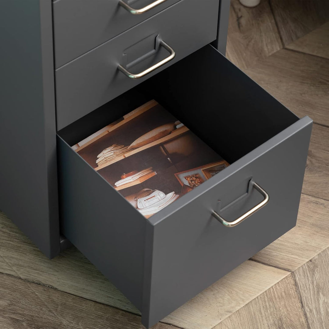 HollyHOME Mobiler Aktenschrank mit 5 Schubladen, rollender Aktenorganisator, Aufbewahrungsschrank au