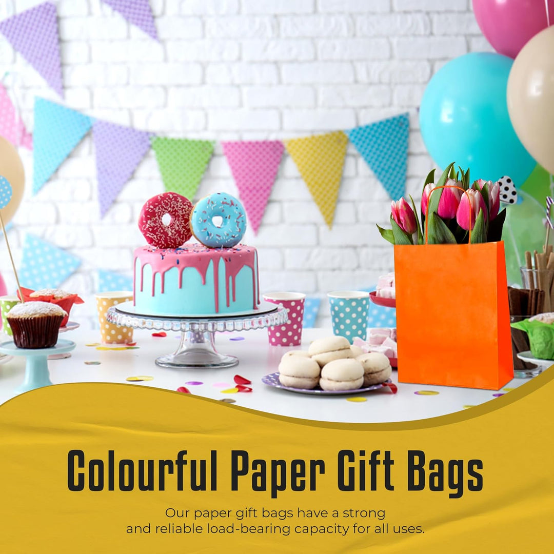 Thepaperbagstore 30 Papiertüten für Partys und Geschenke mit Griffen - Orange - 180x220x80mm Orange