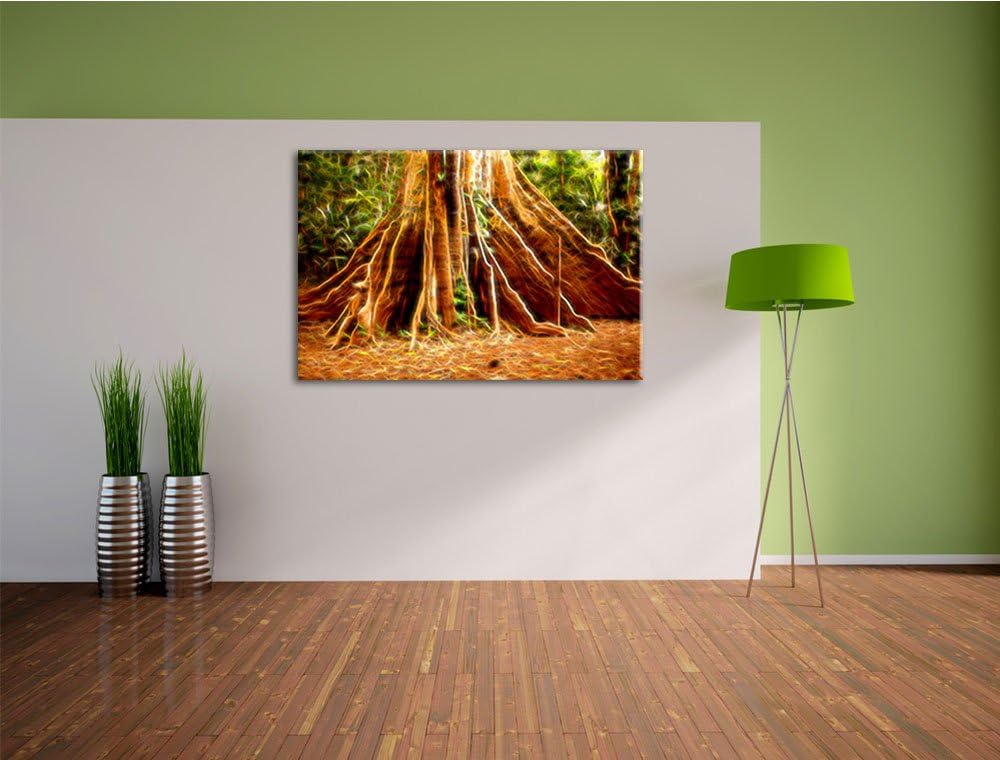 Mächtiger Urwald Baum Deluxe Format: 100x70 cm auf Leinwand, XXL riesige Bilder fertig gerahmt mit K
