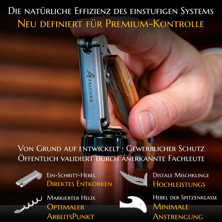 Professionelles Kellnermesser für Profis - FALCORK® (1-Stufige, 44-mm-Extraktion), 1-Stufige, 44-mm-