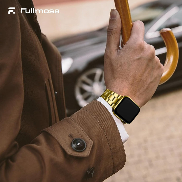 Fullmosa für Apple Watch 9 7 Armband 45mm Series 6 SE/SE2 44mm mit Uhrengehäuse, iwatch Armband Edel