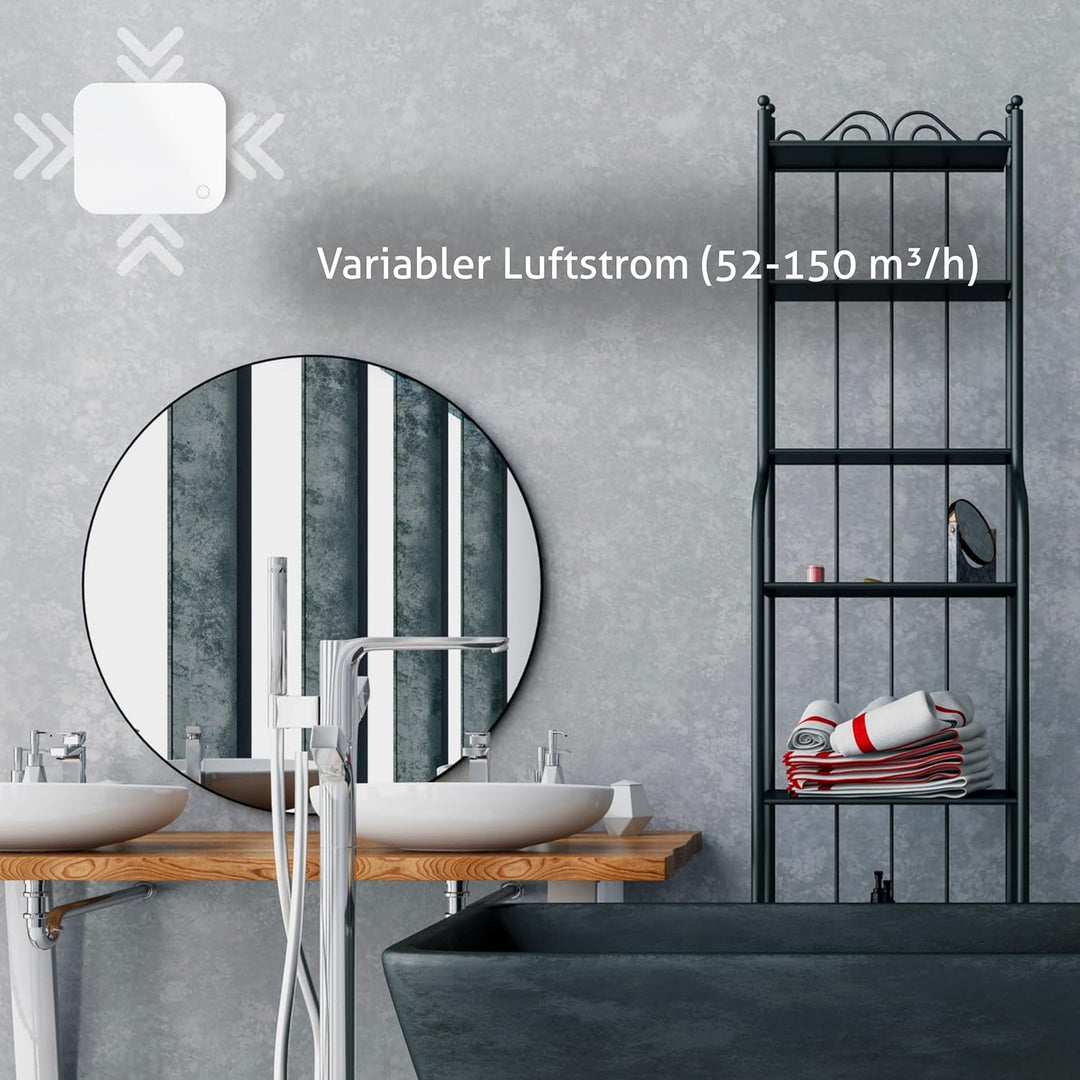 Turbionaire Trend Plus 120 WM Badlüfter 120 mm, Mit Fernbedienung – 7 Geschwindigkeiten + Boost, 25d