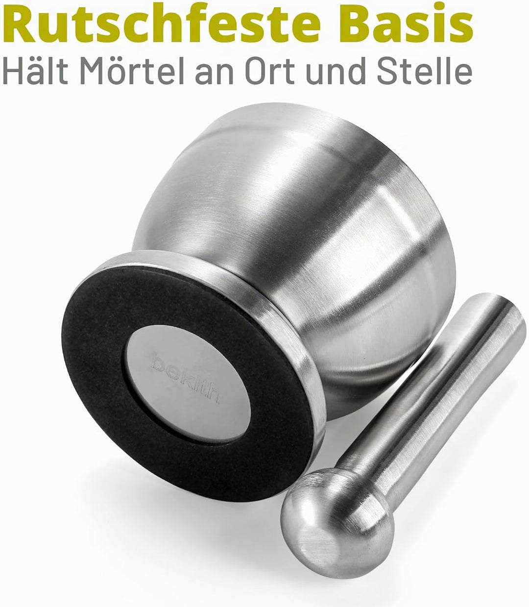 Bekith Mörser und Stössel Sets 18/8 Gebürsteter Edelstahl Gewürzmühle Pille Crusher Molcajete Kräute