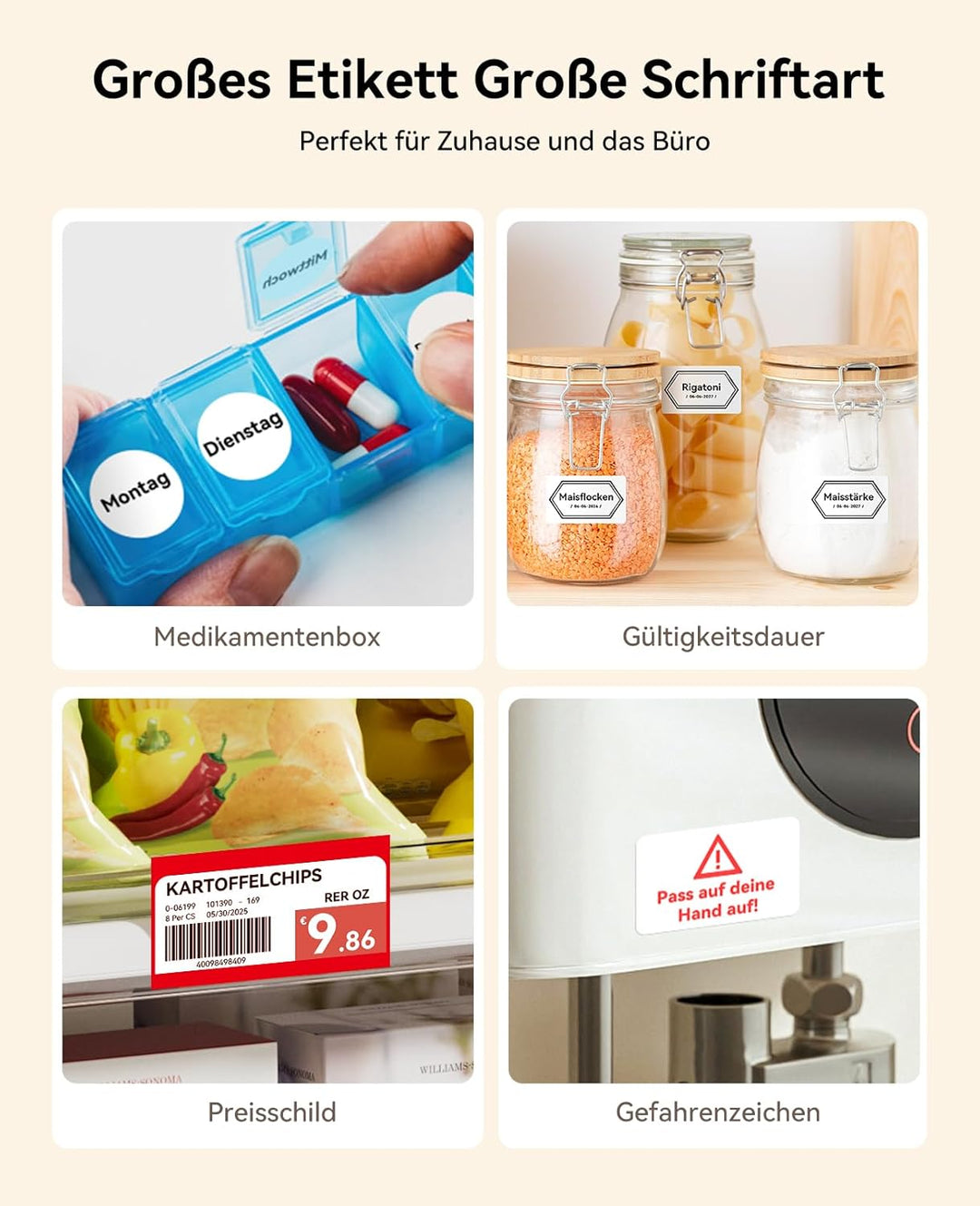 NIIMBOT B21Pro Etikettendrucker mit Grösseres Etiketten, 300 DPI HD Etikettiergerät, Fotodrucker für