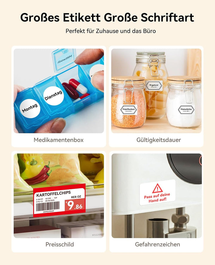 NIIMBOT B21Pro Etikettendrucker mit Grösseres Etiketten, 300 DPI HD Etikettiergerät, Fotodrucker für