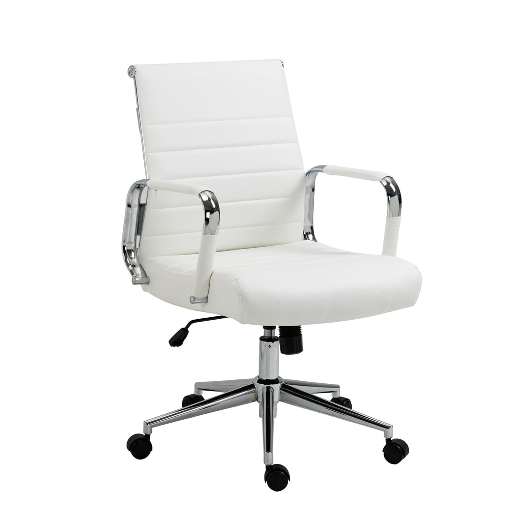 SVITA Office Comfort Bürostuhl Schreibtischstuhl Drehstuhl Chefsessel Kunstleder Weiss Weiss Kunstle
