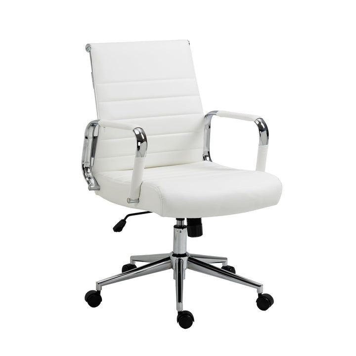 SVITA Office Comfort Bürostuhl Schreibtischstuhl Drehstuhl Chefsessel Kunstleder Weiss Weiss Kunstle