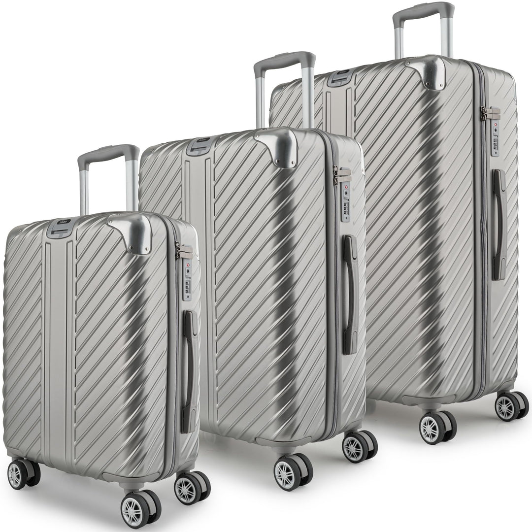 3-Set Gesamtvolumen 240L, Reisekoffer mit Rollen - Extrem Stabiler Trolley Koffer mit Laptoptaschen-