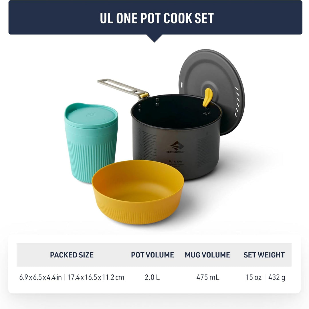 Sea to Summit Frontier UL One Pot Cook Set - 2L Pot + Medium Bowl + Insulated Mug blue-yellow