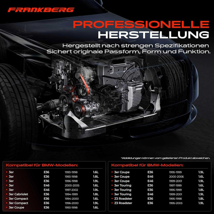 Frankberg Spannrolle Riemenspanner Keilrippenriemen Kompatibel für 3er E36 E46 316 318 Z3 1.6L 1.8L