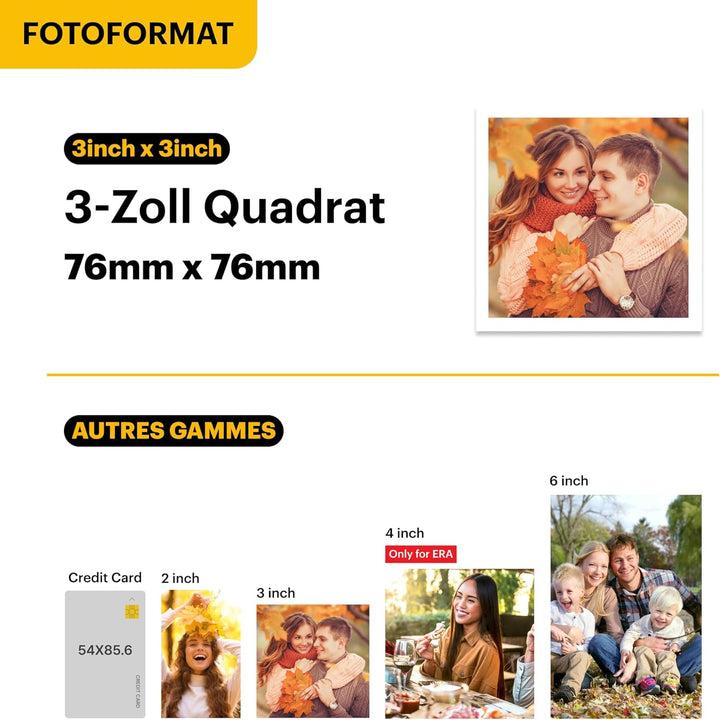 KODAK Mini 3 Retro 4PASS Mobiler Fotodrucker (7,6x7,6cm) - Schwarz s Schwarz, s Schwarz