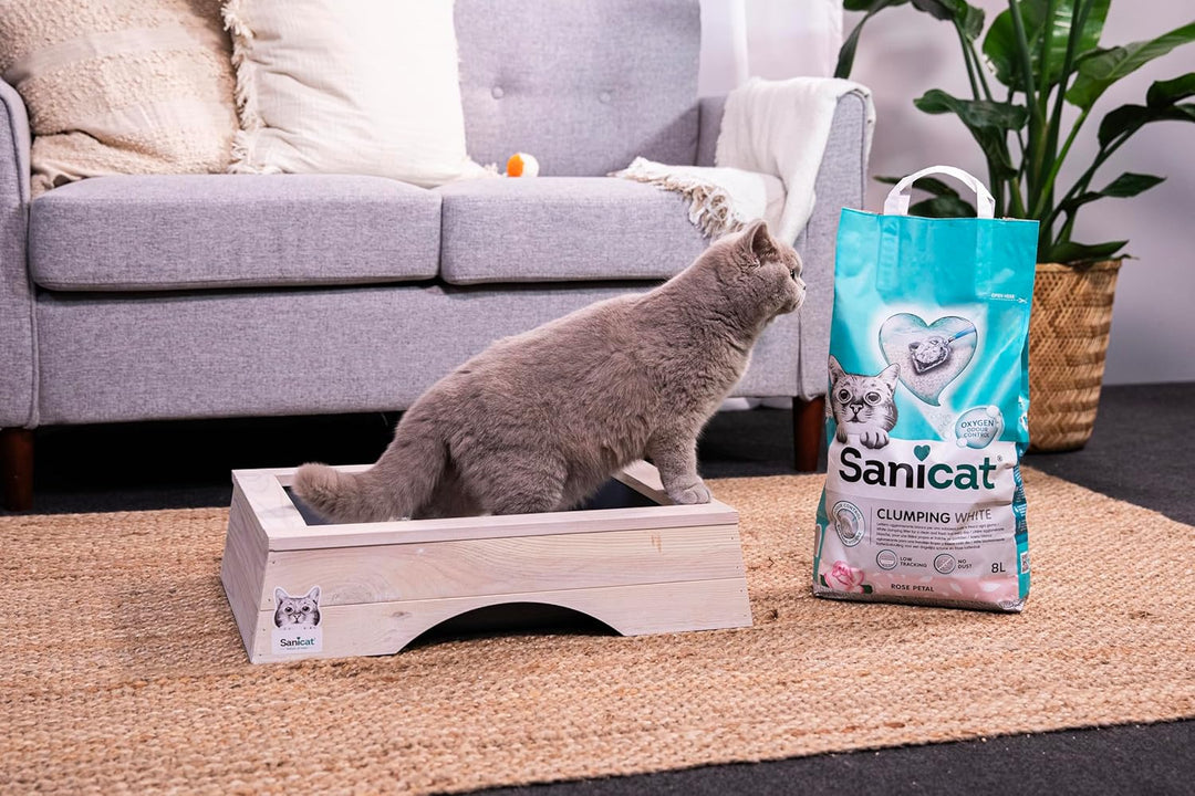 Sanicat – Weisse Klumpstreu – mit Duft von Rosenblättern | Hergestellt aus natürlichen Mineralien mi