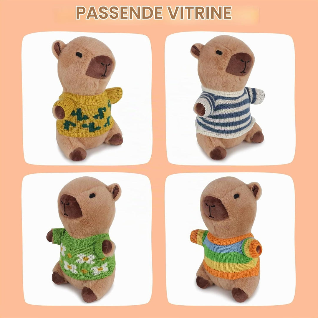 Lotvic Capybara Kuscheltier mit Kleidung und Rucksäcken, 23cm | Capybara Plüschtier, Niedlichen Wass