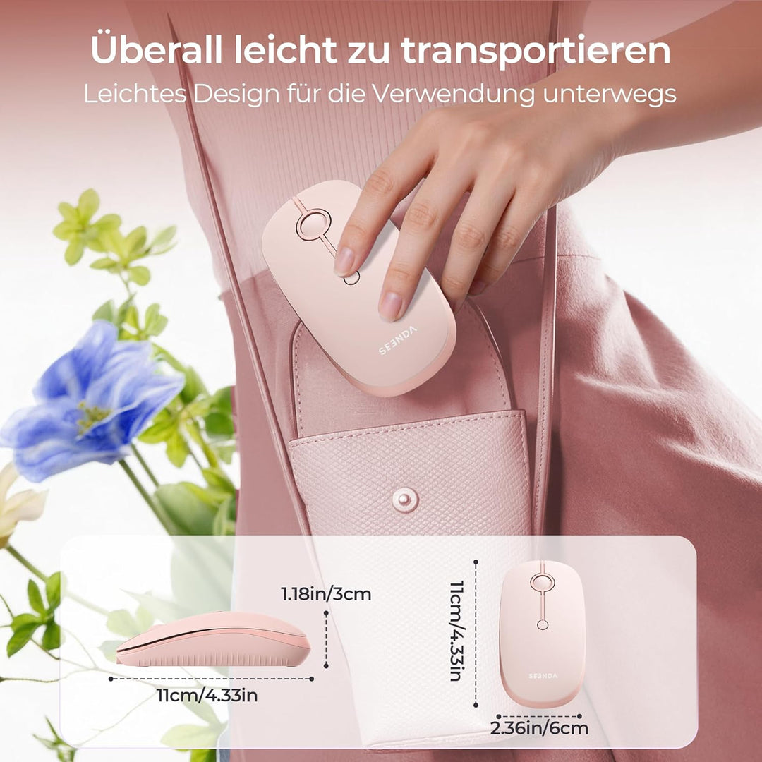 seenda MOU001 Bluetooth Maus, USB + Dual-Bluetooth 3 Geräte Verbindung, Maus Kabellos mit 3 DPI-Stuf