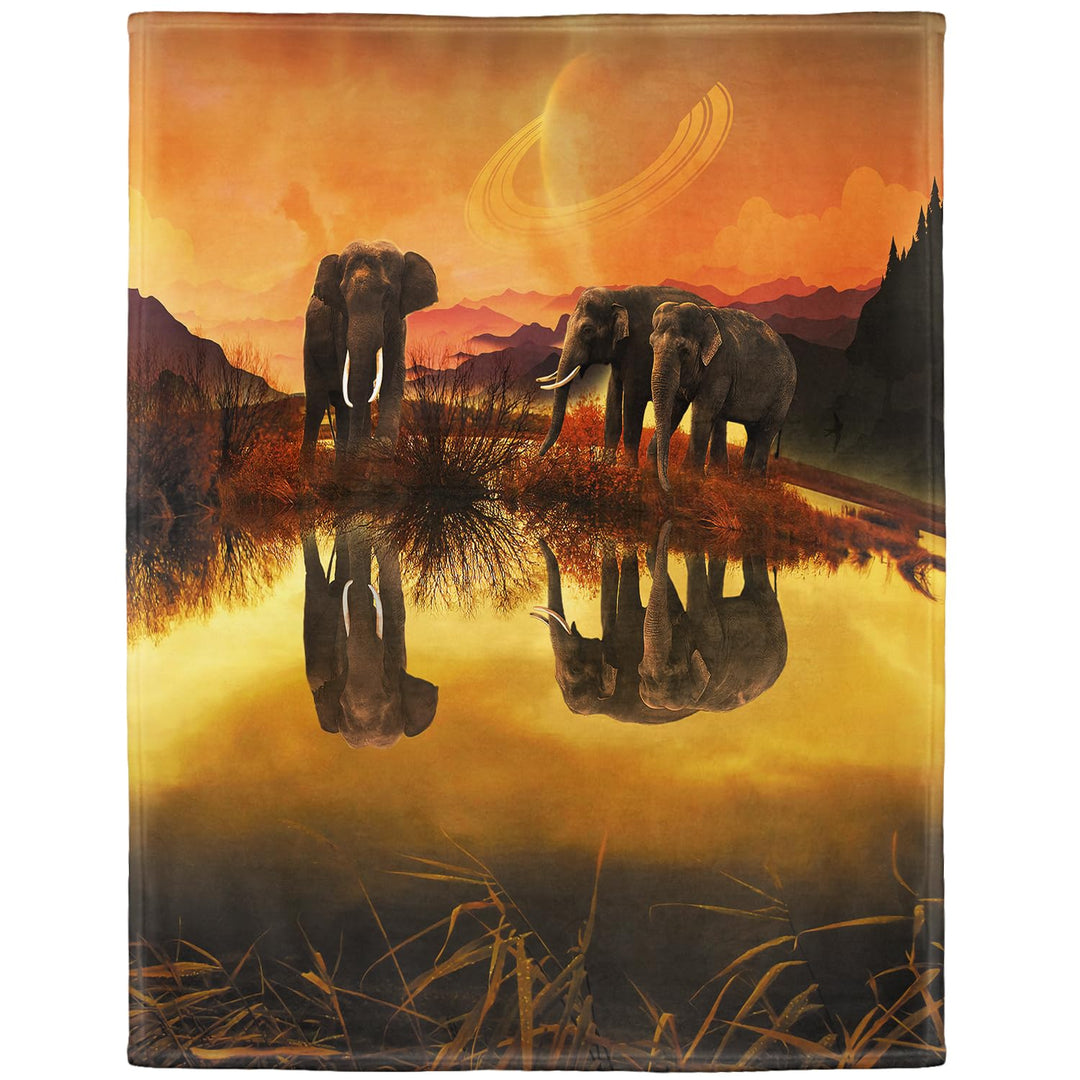 YISUMEI Kuscheldecke Gelbe Elefante Reflexion Decke Flauschige Weich Fleecedecke für Sofa Bett 150x2