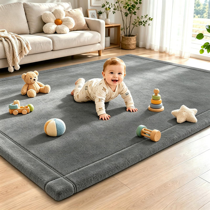 Capslpad Krabbelmatte Baby 200x150x2.5 cm Wolkenweiche Spielmatte Baby mit Hochwertigem Memory-Schau