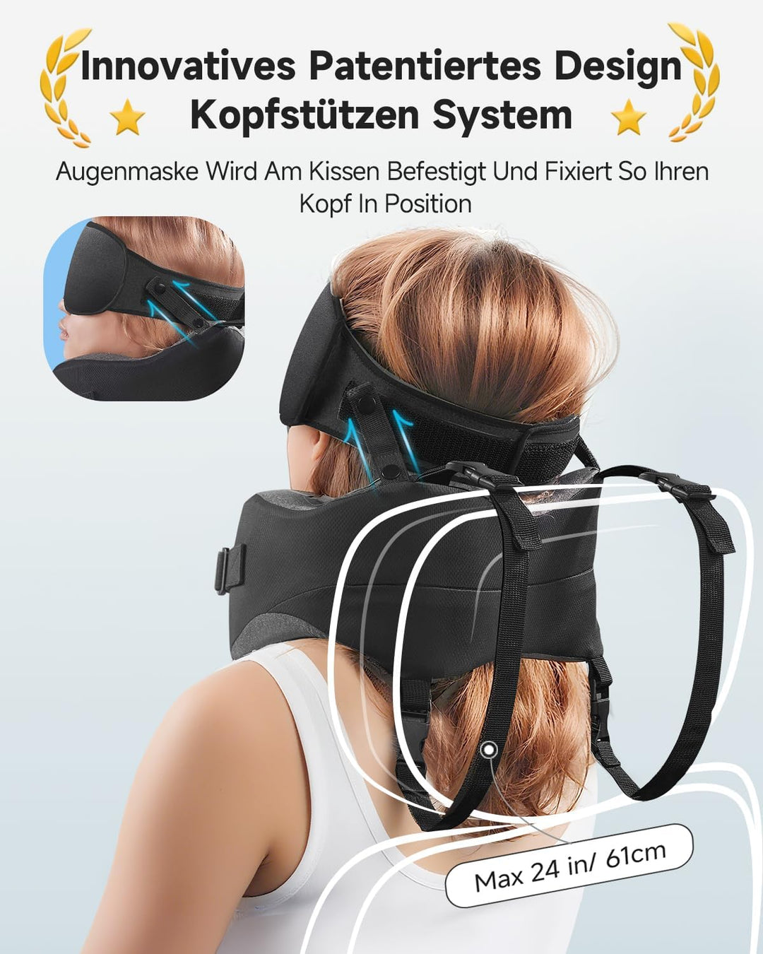 Umisleep Nackenkissen Flugzeug für Langen Flug, mit 3D-Schlafmaske, Nackenkissen Memory Foam 360° St