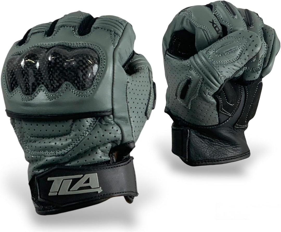 TLA NOX Leder-Motorradhandschuhe mit CE-geprüftem Knöchelschutz, Grössen bis 4XL für Männer und Frau