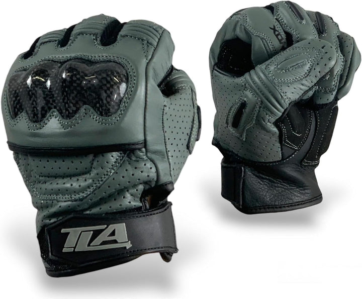 TLA NOX Leder-Motorradhandschuhe mit CE-geprüftem Knöchelschutz, Grössen bis 4XL für Männer und Frau