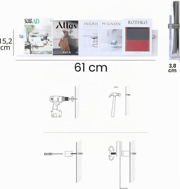 ROYALITA 2er-Pack Acryl-Zeitschriftenhalter, Broschürenhalter, 61 cm (24 Zoll), Schallplattenhalter,