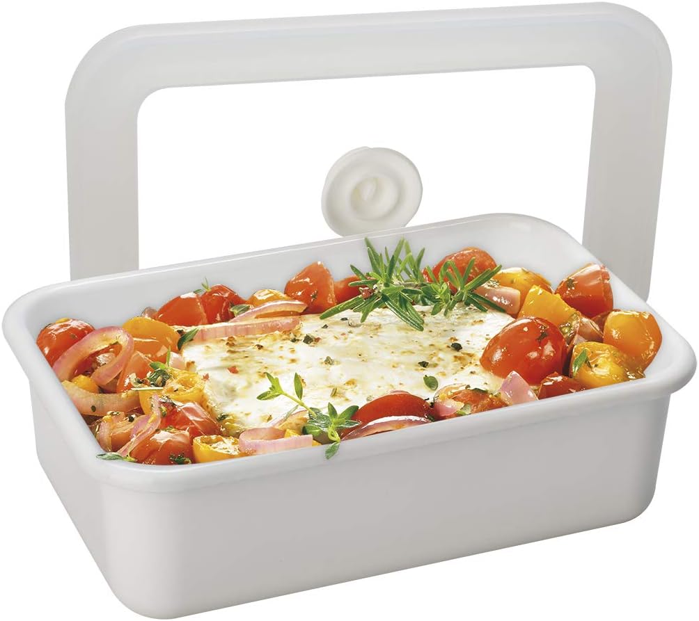 HoneyWare Vakuum Emaille, M flach, 0,74L, Masse: 18 x 12 x 6 cm Frischhaltedose, Kunststoff, 0,74 Li