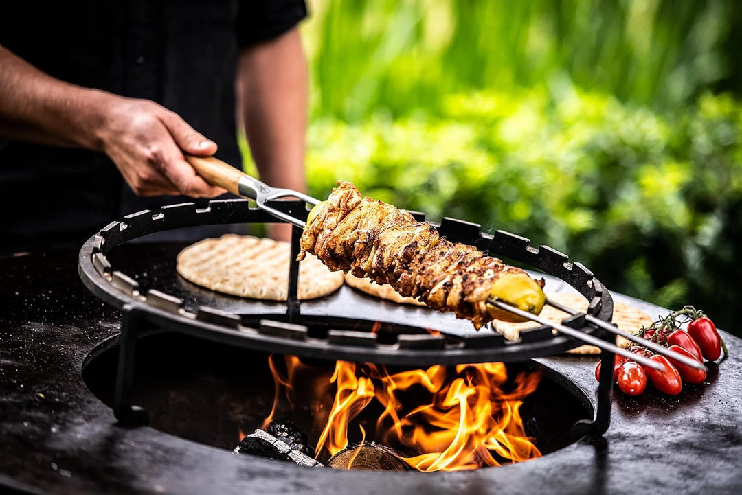 Forged Churrasco Grillspiesse 60cm, Olivenholz Griff, Edelstahl, Gabelspiess 60.0 Zentimeter, 60.0 Z