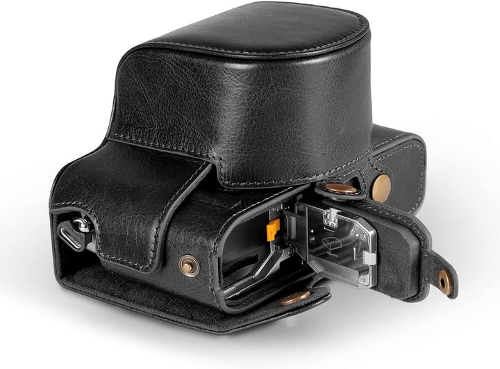 MegaGear Ever Ready Echtleder-Kameratasche kompatibel mit Nikon Z fc (16-50 mm) (Black), MG2010, Sch