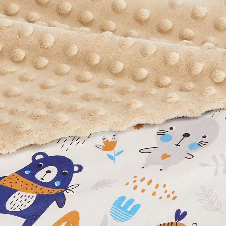 Medi Partners Babydecke Krabbeldecke mit Kissen 100% Baumwolle Minky Kinderdecke gross zweiseitig 75