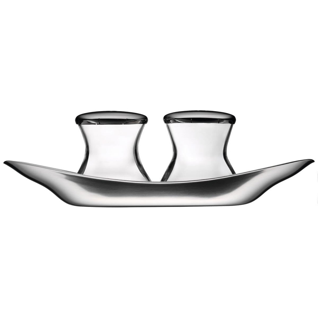 WMF Wagenfeld Streuer Set 3-teilig, Max und Moritz, Streuer mit Teller, Salzsteuer Pfefferstreuer, G