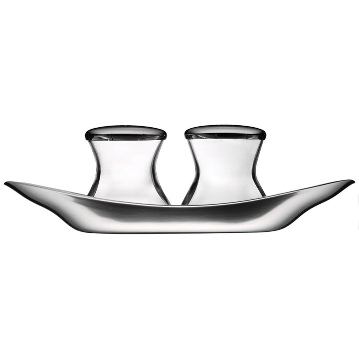 WMF Wagenfeld Streuer Set 3-teilig, Max und Moritz, Streuer mit Teller, Salzsteuer Pfefferstreuer, G