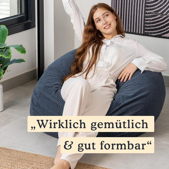 bananair - Sitzsack Kinder - Cordstoff Breit Gerippt - Weich und Bequem - Maschinenwaschbarer Bezug