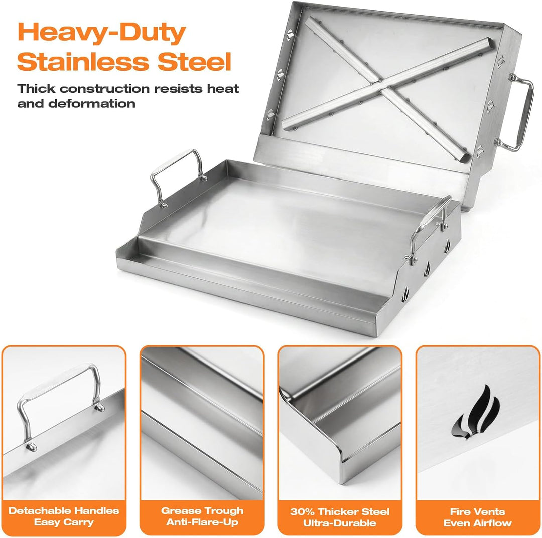Universal BBQ Edelstahl Plancha Grillplatte Griddle für Gas und Kohle Grills, Universal Flat Top für