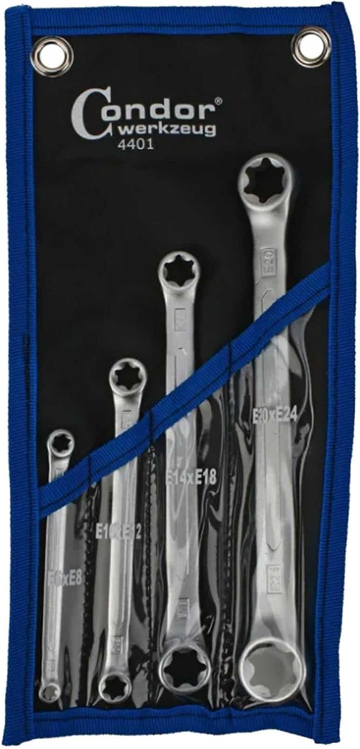 CONDOR Werkzeug 4401 | Doppel Ringschlüssel-Satz | 4-tlg. | E-Profil E6-24, 4-tlg