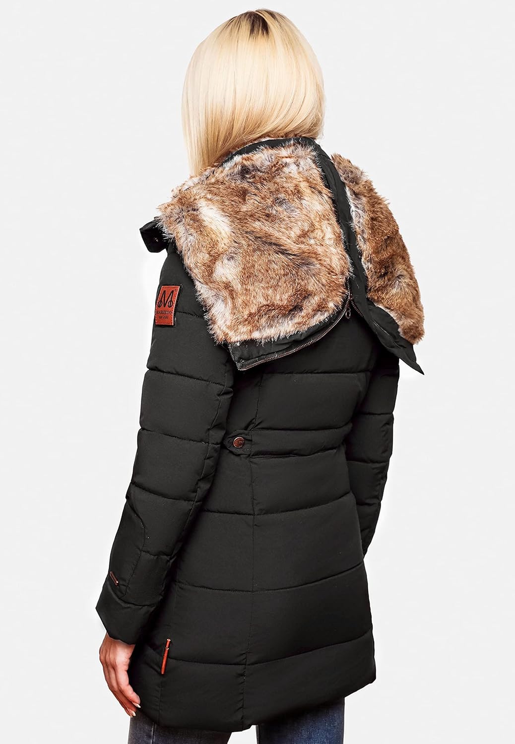 MARIKOO Damen Winterjacke warme Steppjacke mit Kunstfell Innenfutter Nekoo XS-3XL S Schwarz, S Schwa