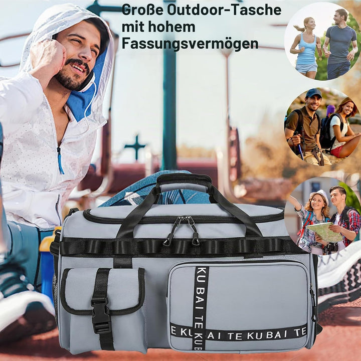 Reisetasche Damen Herren, 65L Wasserabweisende Sporttasche, Large Capacity Reise Tasche Gym Bag, mit