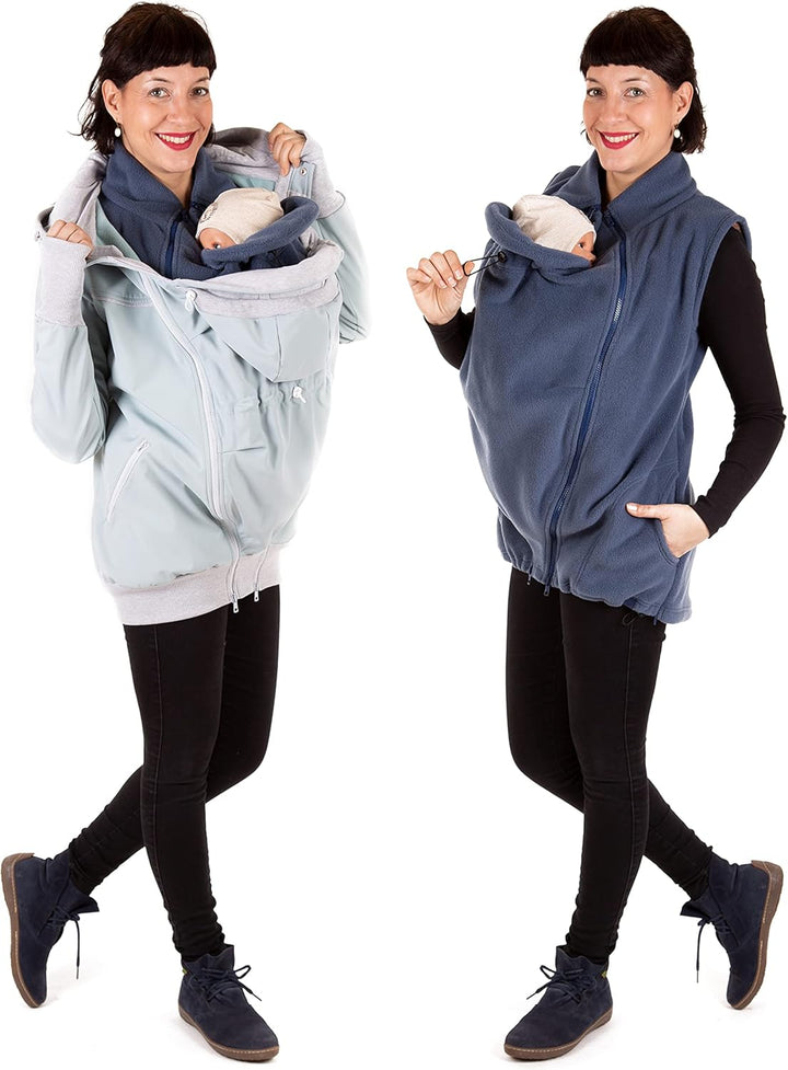 Viva la Mama - Trageweste aus Fleece, Winter Zusatzweste für Tragejacken - RERIK M stahlblau - vorn