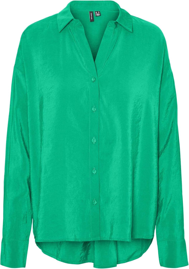VERO MODA Damen Vmqueeny Ls Oversize Shirt WVN Ga Noos Langarmshirt XS Bright Green, XS Bright Green