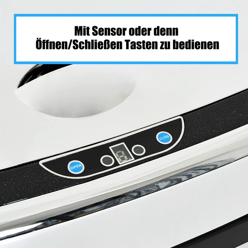 HOMCOM Mülleimer Automatik mit Sensor Abfalleimer Küche Edelstahl Silber (68L), 68L