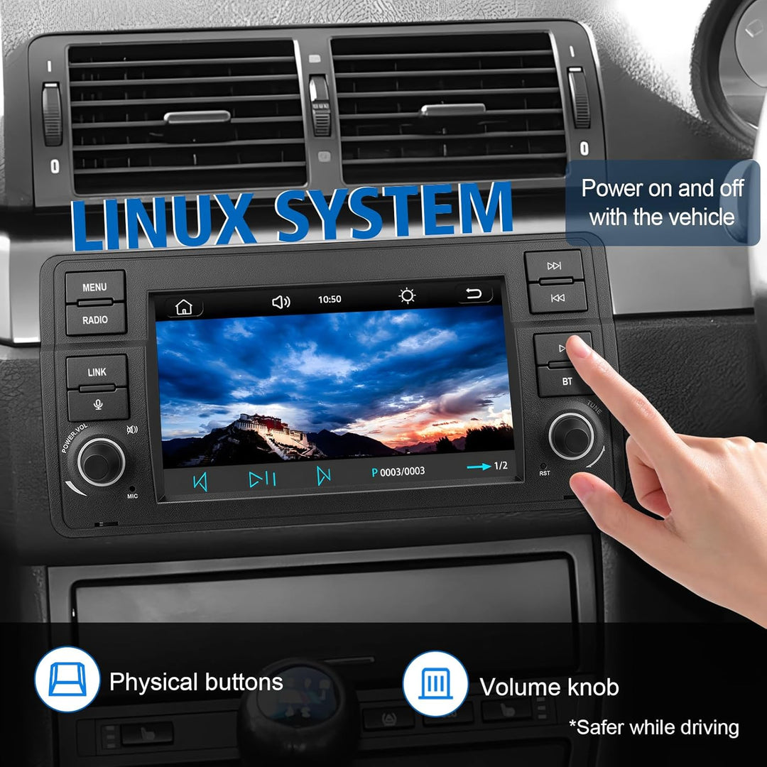 Linux Autoradio für BMW E46 3er (1999-2004) – Start in 3–5 Sekunden | 7“ Display mit integriertem Ap