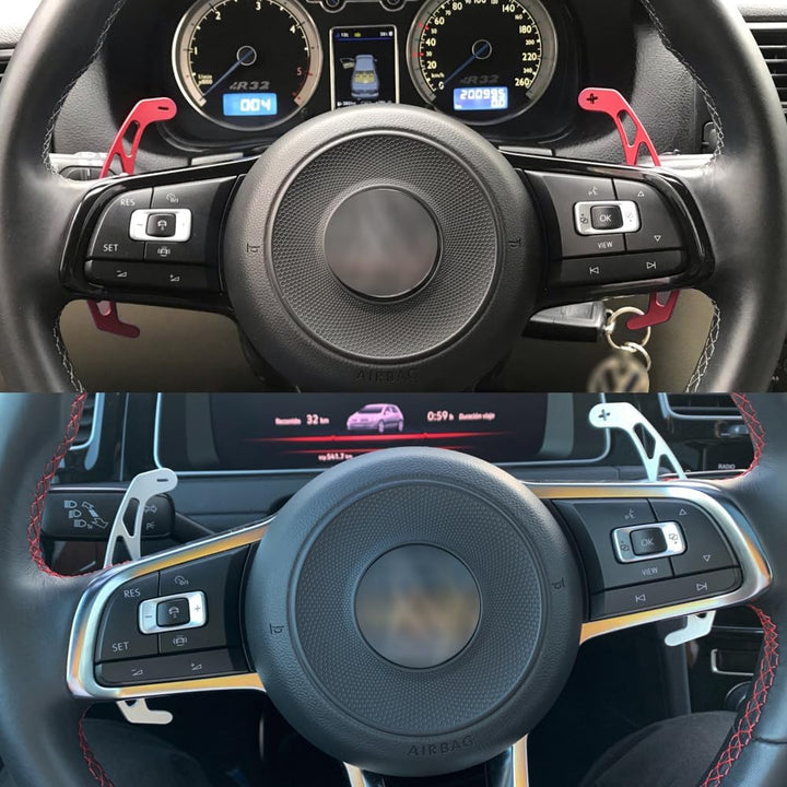 HIBEYO 2 Stücke Lenkrad Schaltwippen Verlängerung Paddles Lenkrad für VW GOLF GTI R R-line GTD GTE M