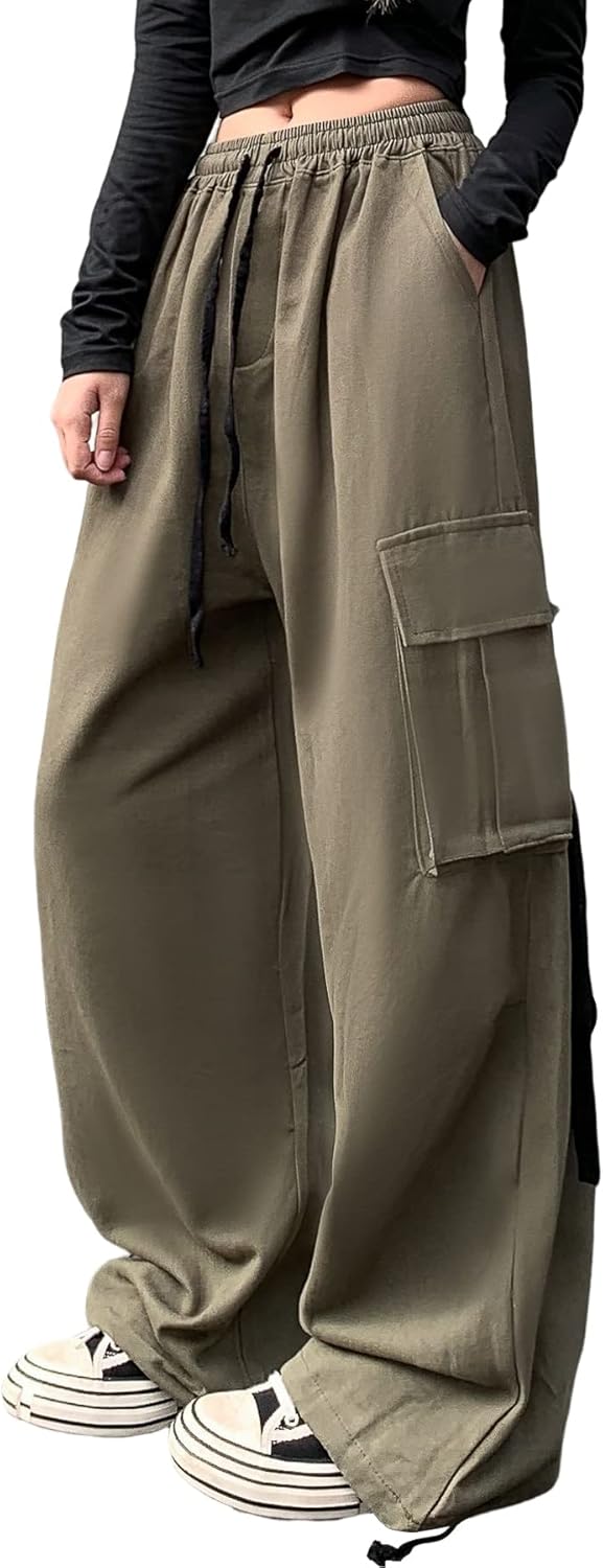 Linsennia Parachute Pants Y2k Cargohose Damen Baggy Hose Mädchen Weite Cargo Pants High Waist Street