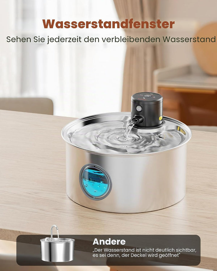 Katzenbrunnen mit Bewegungsmelder Katzen Trinkbrunnen Edelstahl: Katzentrinkbrunnen Sensor - 3.2L Tr